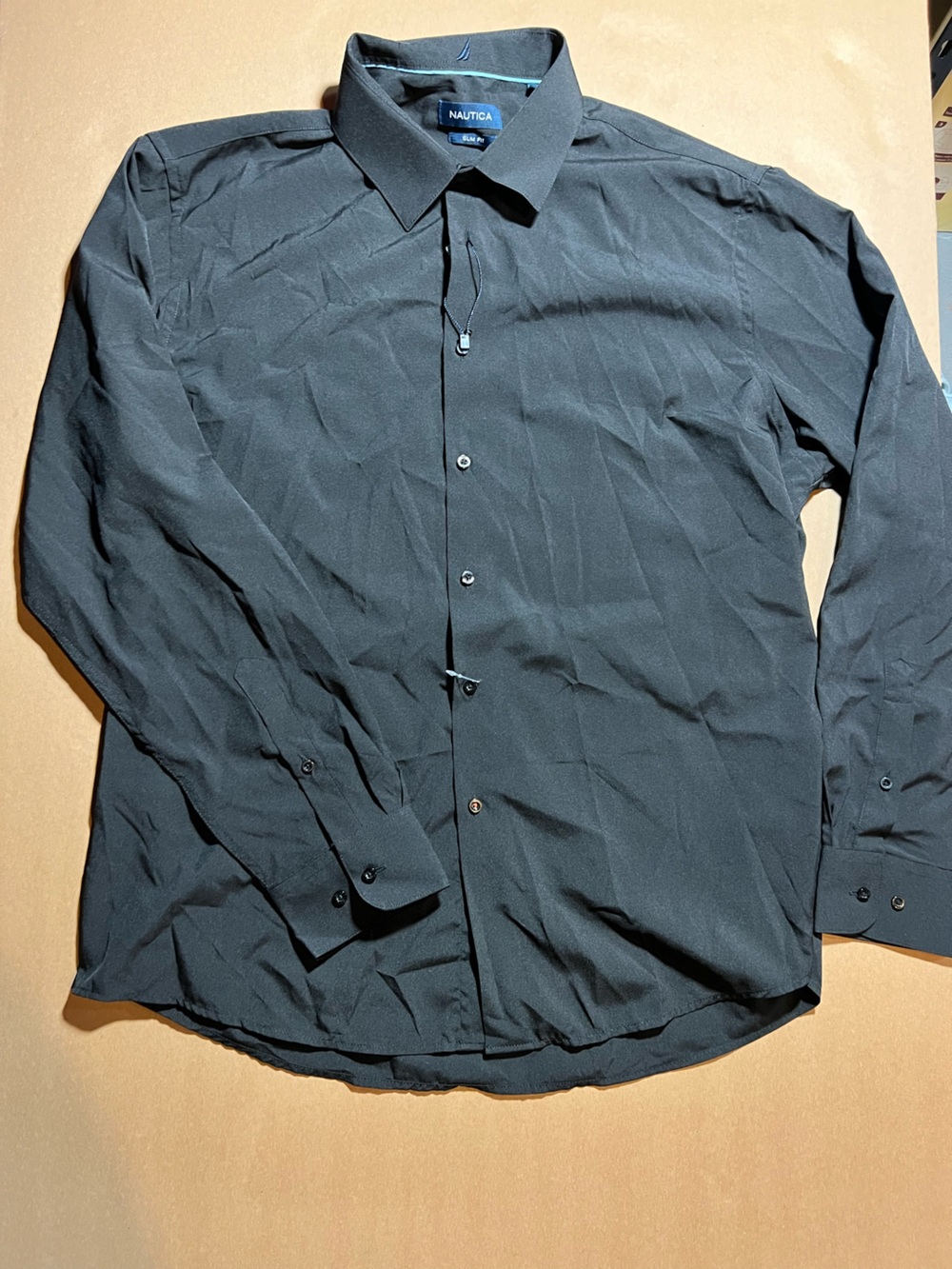 Nautica Black Long-Sleeve Button-Down Shirt